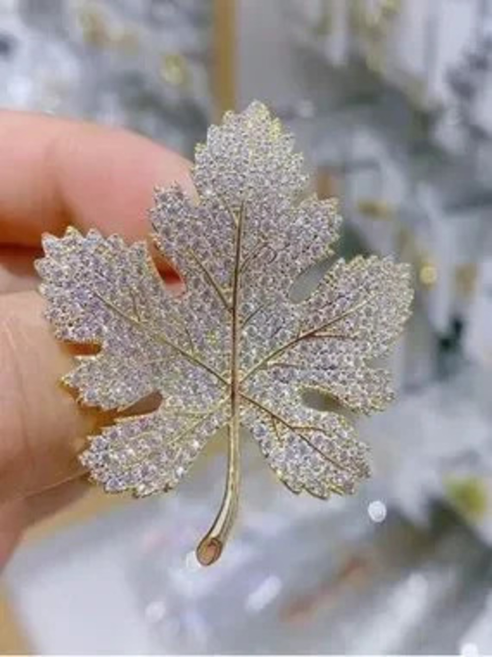 Maple Gold Leaf Crystal Brooch